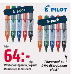 Office Depot PILOT Whiteboardpenna, 5-pack Rund eller sned spets erbjuda