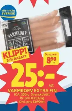 Ica Hajen Lagpris ICA Varmkorv extra fin erbjuda