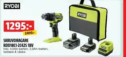 Bauhaus RYOBI Skruvdragare RDD18C1-2C42S 18V erbjuda