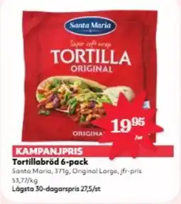 Hemköp Santa Maria Tortillabröd 6-pack erbjuda