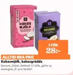 Hemköp Garant Kokosmjölk, kokosgrädde erbjuda