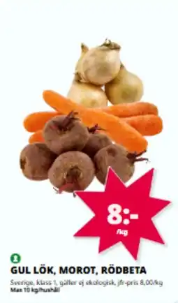 Tempo Gul lök, morot, rödbeta erbjuda