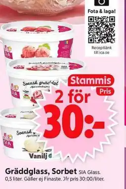 ICA Supermarket SIA Gräddglass, Sorbet erbjuda