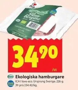 ICA Kvantum ICA Ekologiska hamburgare erbjuda
