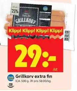 ICA Kvantum ICA Grillkorv extra fin erbjuda