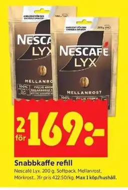ICA Kvantum Nescafé Lyx Snabbkaffe refill erbjuda