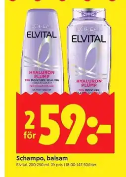 ICA Kvantum L'OREAL Elvital Schampo, balsam erbjuda