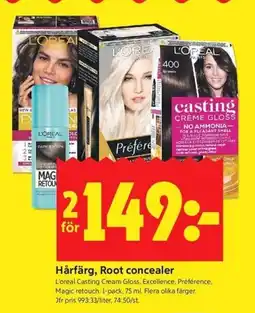 ICA Kvantum L'OREAL Hårfärg, Root concealer erbjuda