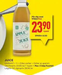 Willys GARANT Juice erbjuda
