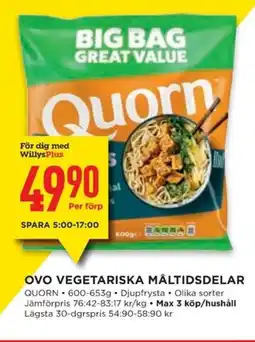 Willys QUORN Ovo vegetariska måltidsdelar erbjuda