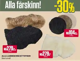 ÖoB Alla lammskinn/sittdynor erbjuda