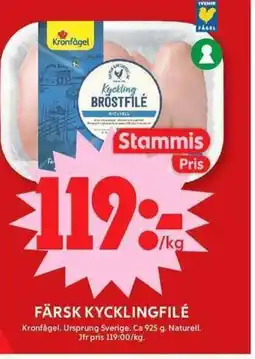 ICA Maxi Kronfågel Färsk kycklingfilé erbjuda