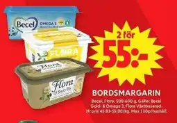 ICA Maxi Becel, Flora Bordsmargarin erbjuda