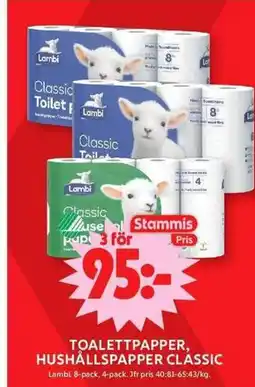 ICA Maxi Lambi Toalettpapper, hushållspapper clássic erbjuda