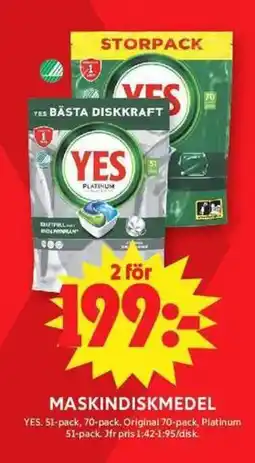 ICA Maxi YES Maskindiskmedel erbjuda