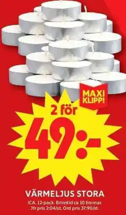 ICA Maxi Värmeljus stora erbjuda