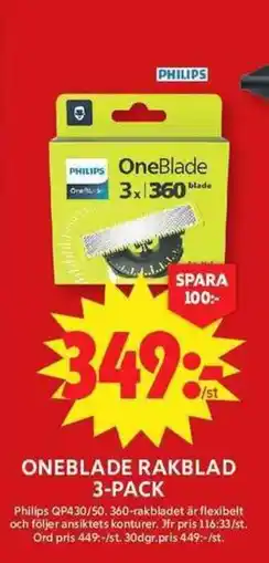 ICA Maxi PHILIPS Oneblade rakblad 3-pack erbjuda