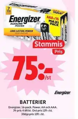 ICA Maxi Energizer Batterier erbjuda