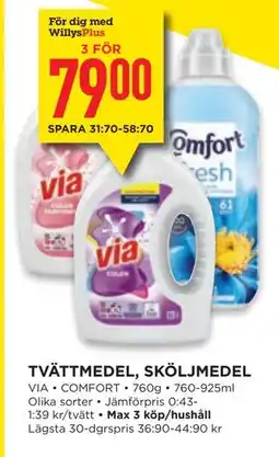 Willys TVÄTTMEDEL, SKÖLJMEDEL, Medlemspris erbjuda