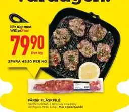 Willys FÄRSK FLÄSKFILÉ, Medlemspris erbjuda