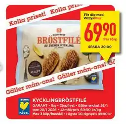 Willys KYCKLINGBRÖSTFILÉ, Medlemspris erbjuda