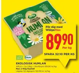 Willys EKOLOGISK HUMLAN, Medlemspris erbjuda