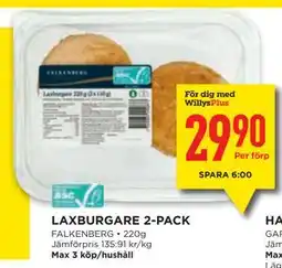 Willys LAXBURGARE 2-PACK, Medlemspris erbjuda