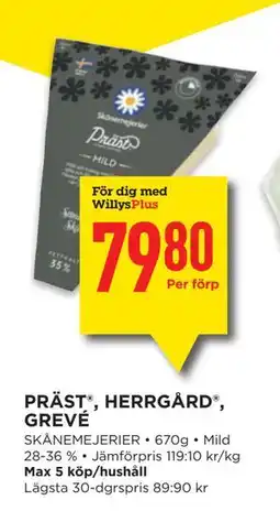 Willys PRÄST , HERRGÅRD , GREVÉ, Medlemspris erbjuda