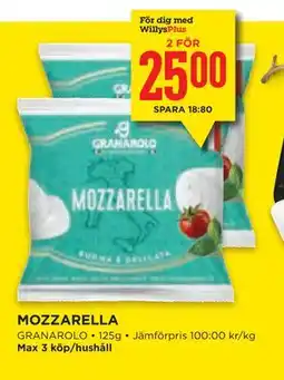 Willys Hemma MOZZARELLA, Medlemspris erbjuda