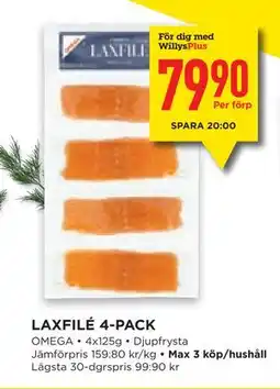 Willys Hemma LAXFILÉ 4-PACK, Medlemspris erbjuda