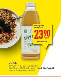 Willys Hemma JUICE, Medlemspris erbjuda