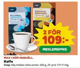 Coop Daglivs Kaffe, Medlemspris erbjuda