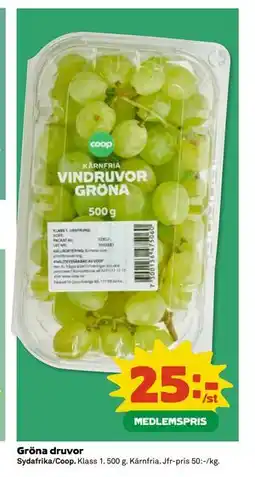 Coop Daglivs Gröna druvor, Medlemspris erbjuda