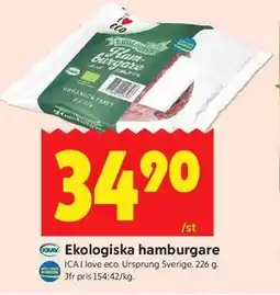 ICA Kvantum Ekologiska hamburgare erbjuda