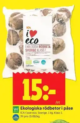 ICA Kvantum Ekologiska rödbetor i påse erbjuda