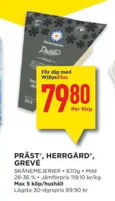 Willys PRÄST , HERRGÅRD , GREVE erbjuda
