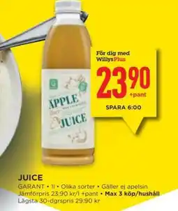 Willys JUICE erbjuda