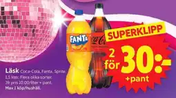 ICA Supermarket Läsk Coca-Cola, Fanta, Sprite erbjuda