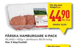 Willys Färska Hamburgare 4-pack erbjuda