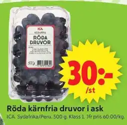 ICA Supermarket RÖDA KÄRNFRIA DRUVOR I ASK erbjuda