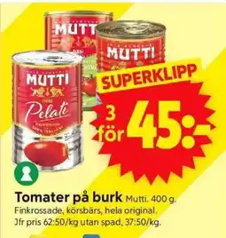 ICA Supermarket Tomater på burk Mutti, 400 g erbjuda
