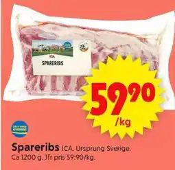 ICA Supermarket Spareribs erbjuda