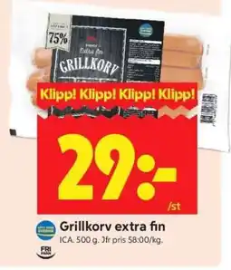 ICA Supermarket Grillkorv Extra fin erbjuda