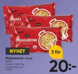 DollarStore Makaroner PRIIMA erbjuda