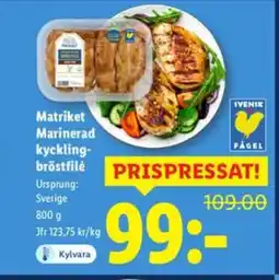 Lidl Matriket Marinerad kyckling- bröstfilé erbjuda