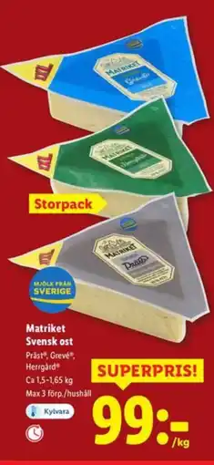 Lidl Matriket Svensk ost erbjuda