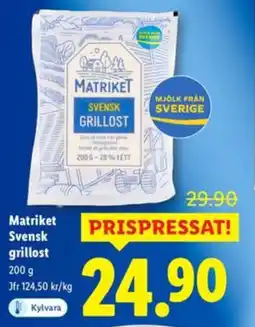 Lidl Matriket Svensk grillost erbjuda