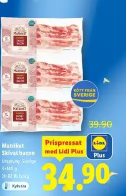 Lidl Matriket Skivat bacon erbjuda
