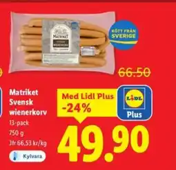Lidl Matriket Svensk wienerkorv erbjuda