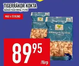 Matdax Garden Food Tigerräkor kokta erbjuda